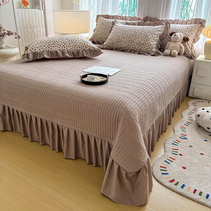 91家纺网 家纺一手货源 找家纺 铠畅 2026春夏新款 锦朵系列韩版水洗棉小清新古棉床盖四件套 锦朵 焦糖豹纹