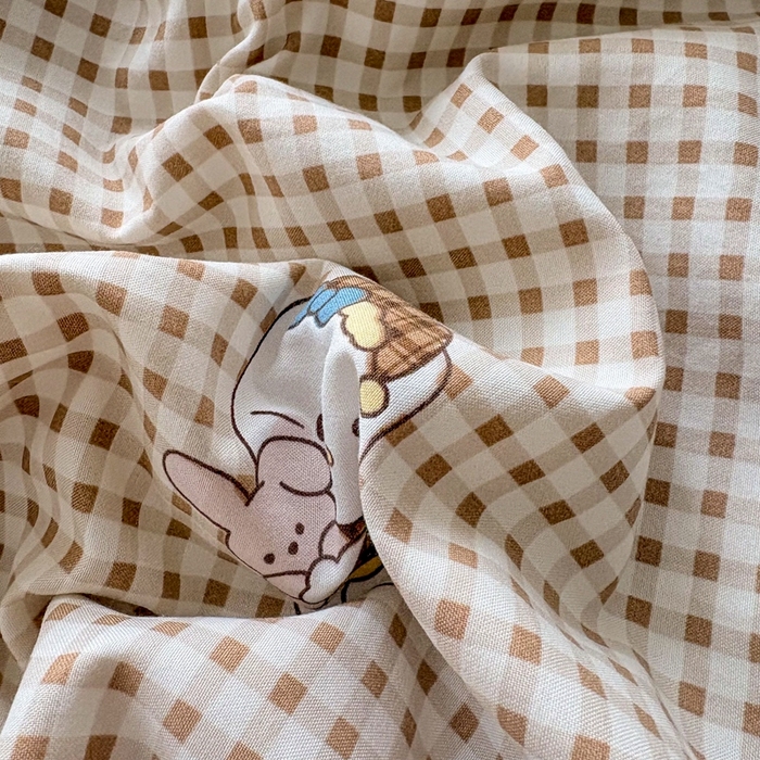 91家纺网 家纺一手货源 找家纺 铠畅 2026春夏新款 锦朵系列韩版水洗棉小清新古棉床盖四件套 锦朵 咖格喵语