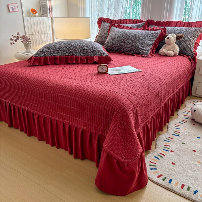 91家纺网 家纺一手货源 找家纺 铠畅 2026春夏新款 锦朵系列韩版水洗棉小清新古棉床盖四件套 锦朵 摩登庄园