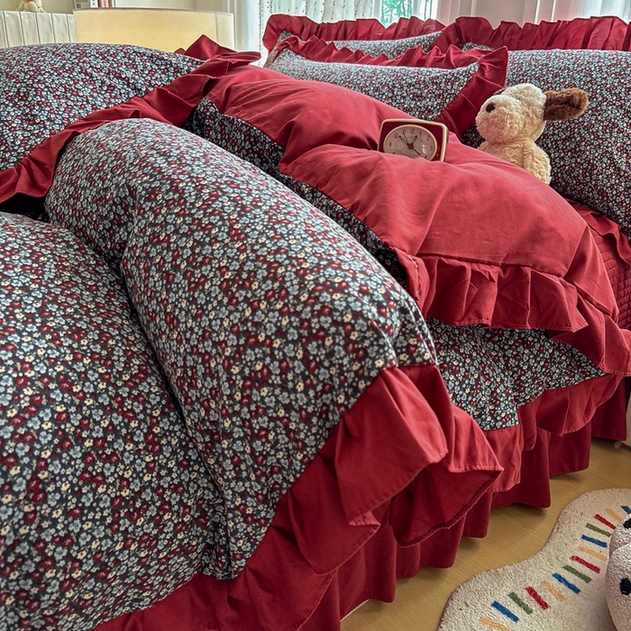 91家纺网 家纺一手货源 找家纺 铠畅 2026春夏新款 锦朵系列韩版水洗棉小清新古棉床盖四件套 锦朵 摩登庄园