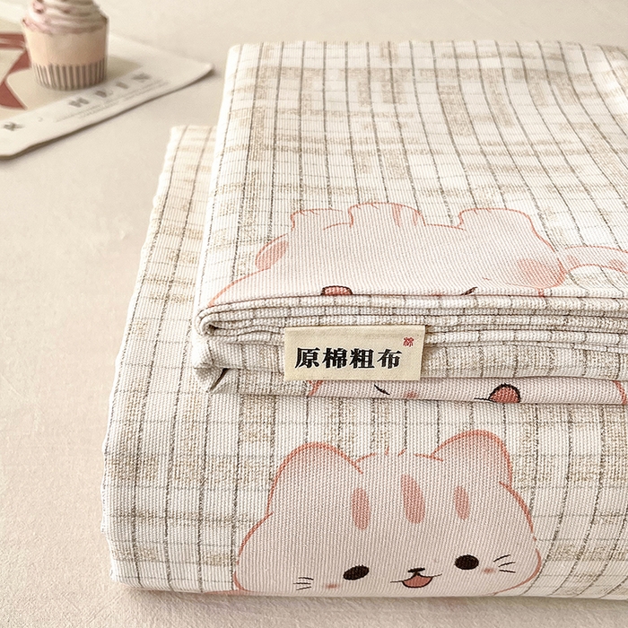 91家纺网 家纺一手货源 找家纺 （总）首爱家纺 2026春夏新款100%全棉纯棉老粗布床单凉席席子