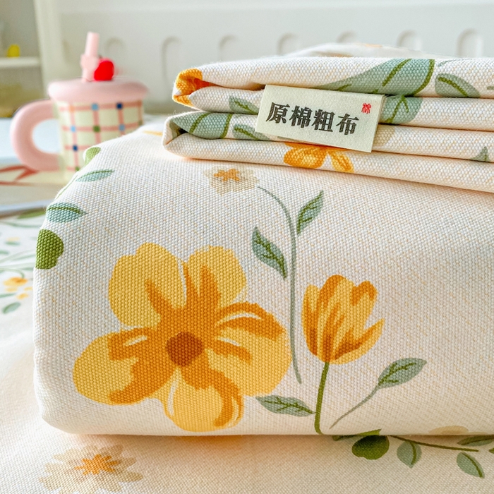 91家纺网 家纺一手货源 找家纺 首爱家纺 2026春夏新款100%全棉纯棉老粗布床单凉席席子 春色满园