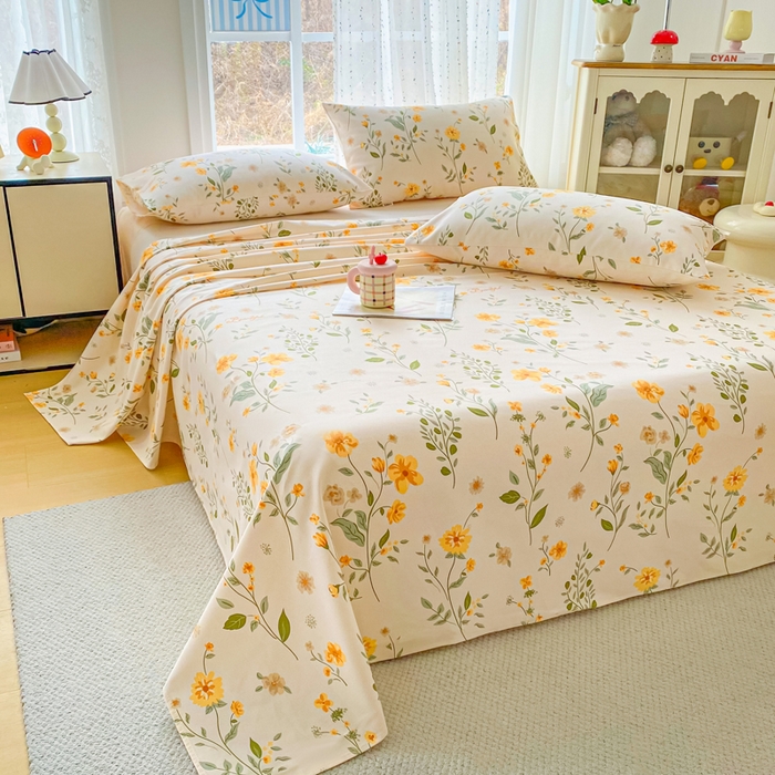 91家纺网 家纺一手货源 找家纺 首爱家纺 2026春夏新款100%全棉纯棉老粗布床单凉席席子 春色满园