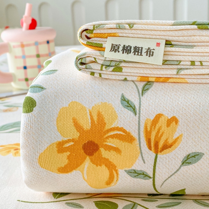 91家纺网 家纺一手货源 找家纺 首爱家纺 2026春夏新款100%全棉纯棉老粗布床单凉席席子 春色满园
