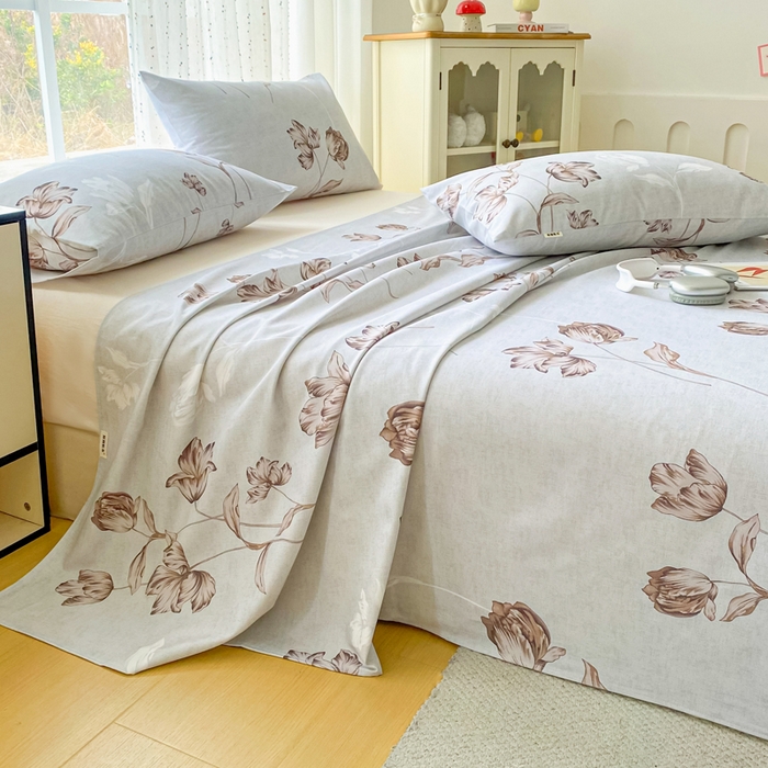 91家纺网 家纺一手货源 找家纺 首爱家纺 2026春夏新款100%全棉纯棉老粗布床单凉席席子 繁苏