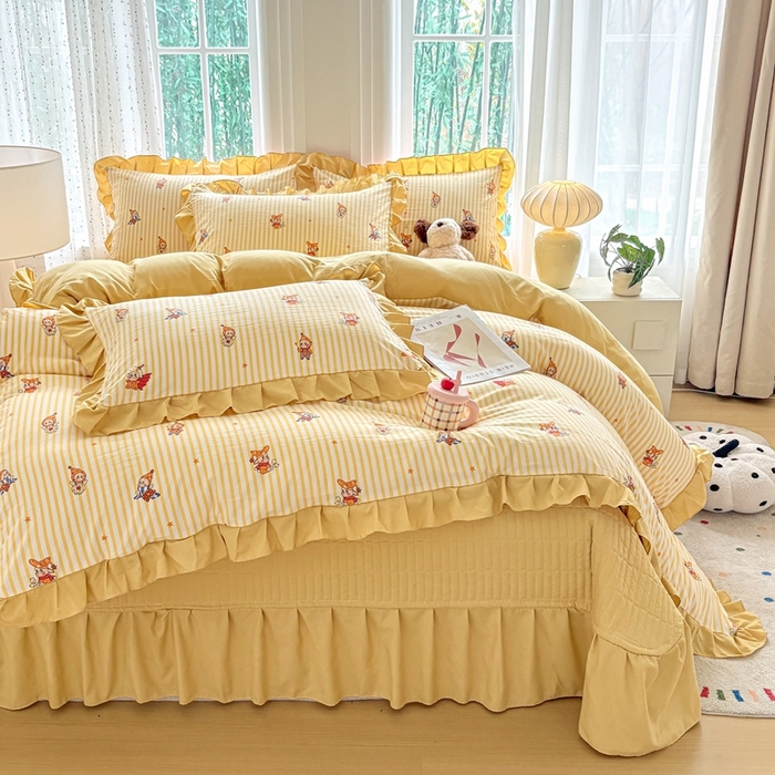 铠畅 2026春夏新款 锦朵系列韩版水洗棉小清新古棉床盖四件套 锦朵 小星人