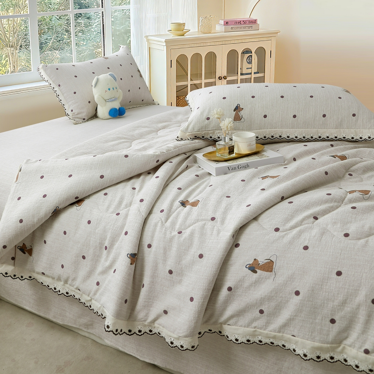 91家纺网 家纺一手货源 找家纺 （总）恋之语 2026新款爆款花边色织水洗棉夏被夏凉被空调被四件套