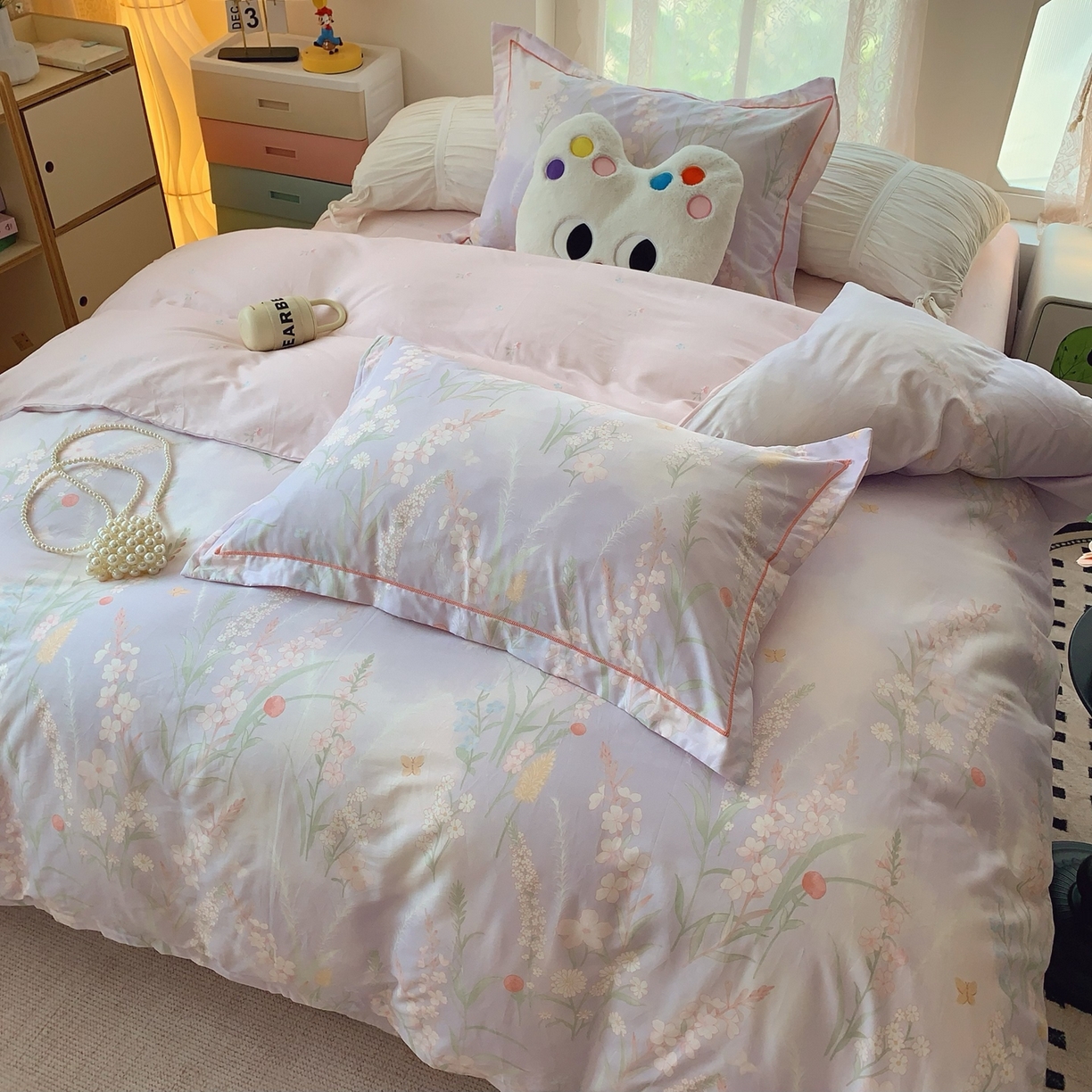 91家纺网 家纺一手货源 找家纺 莱豫家纺 2025新款全棉纯棉小清新印花四件套-第二波 幽兰雅韵