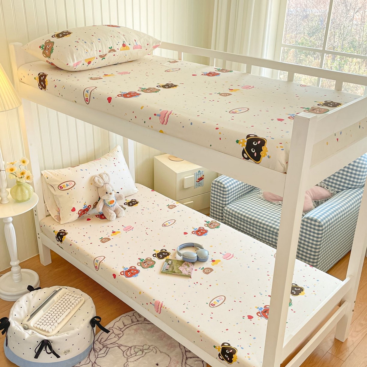 91家纺网 家纺一手货源 找家纺 女子家纺 2026新款春夏13070印花床笠单品床笠床笠单件 快乐熊仔