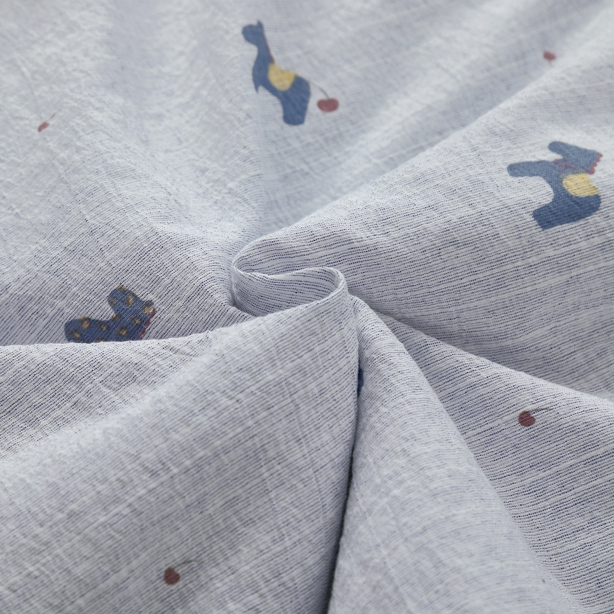 91家纺网 家纺一手货源 找家纺 恋之语 2026新款爆款花边色织水洗棉夏被夏凉被空调被四件套 浅蓝旺旺