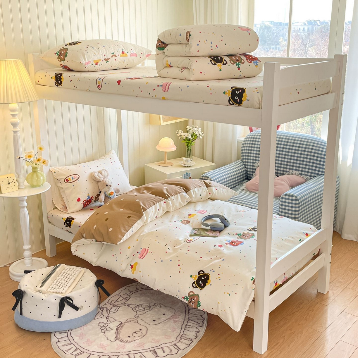 91家纺网 家纺一手货源 找家纺 女子家纺 2026新款春夏13070印花床笠单品床笠床笠单件 快乐熊仔