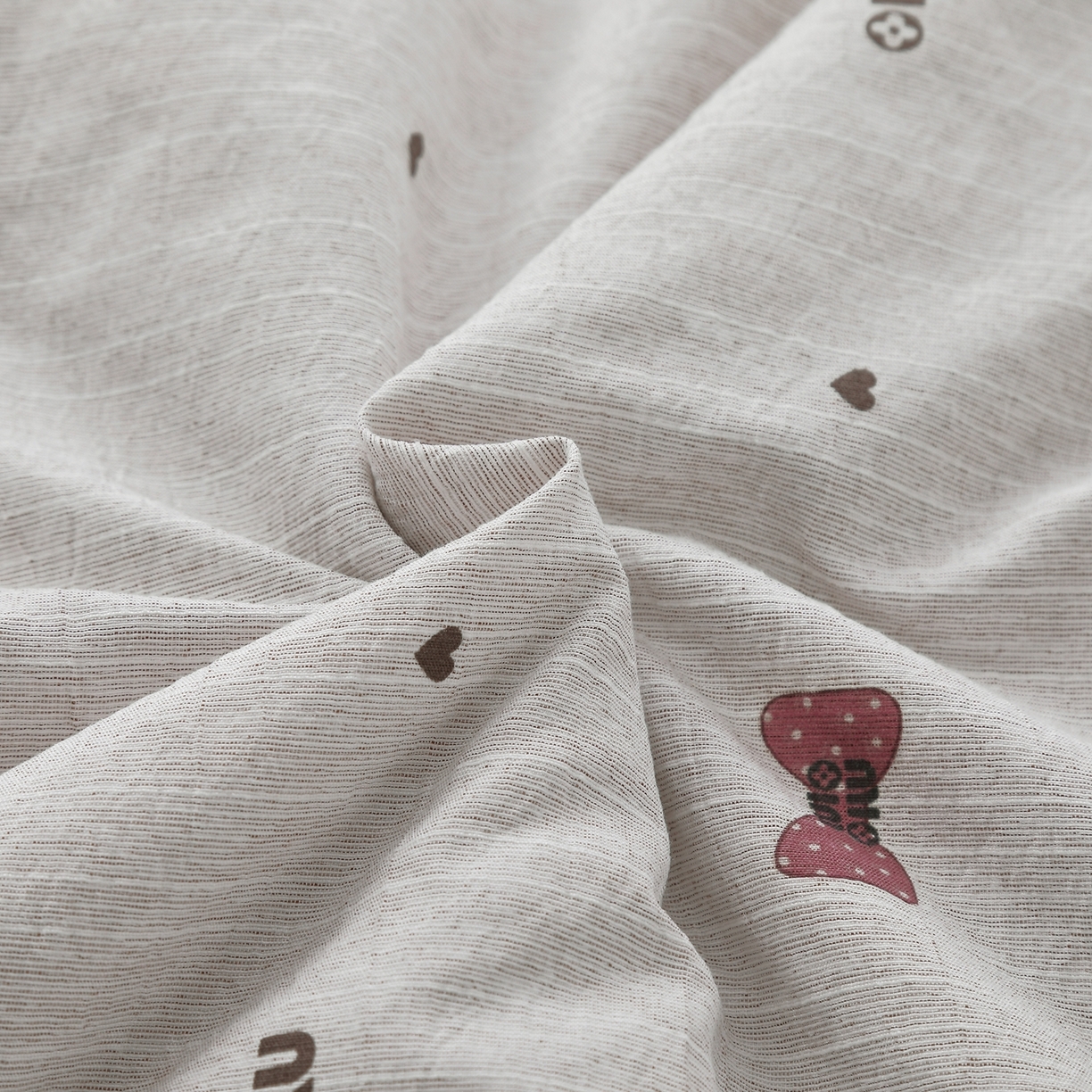 91家纺网 家纺一手货源 找家纺 恋之语 2026新款爆款花边色织水洗棉夏被夏凉被空调被四件套 粉色领结