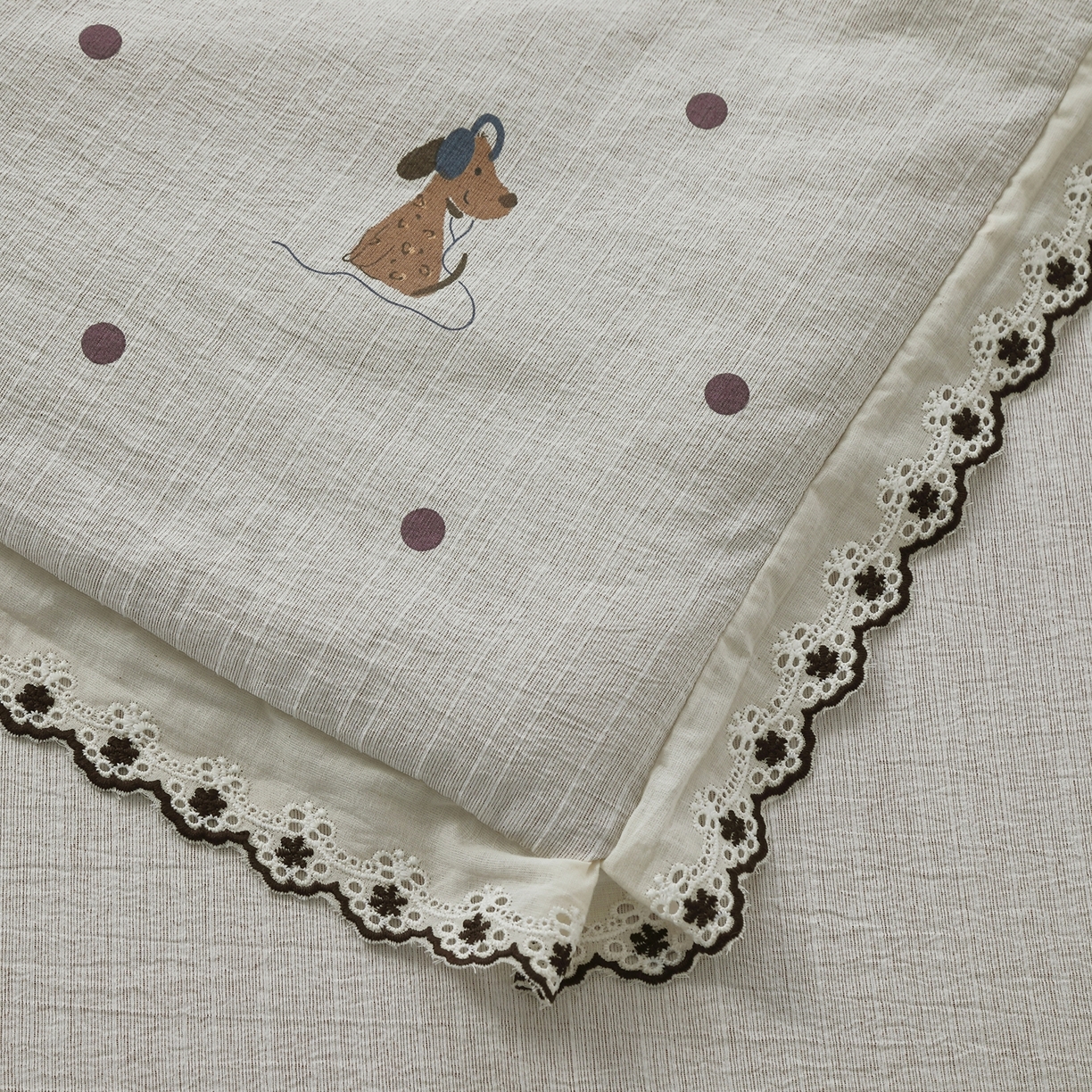 91家纺网 家纺一手货源 找家纺 恋之语 2026新款爆款花边色织水洗棉夏被夏凉被空调被四件套 波点奶汪