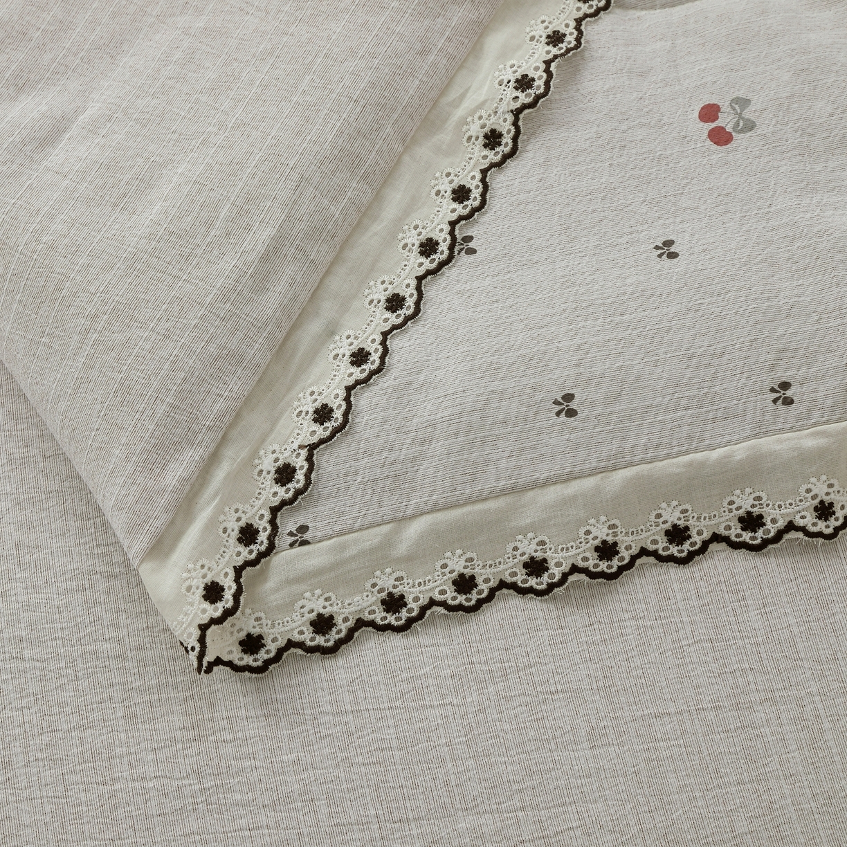 91家纺网 家纺一手货源 找家纺 恋之语 2026新款爆款花边色织水洗棉夏被夏凉被空调被四件套 樱桃