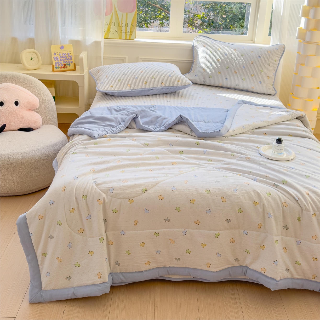 91家纺网 家纺一手货源 找家纺 （总）奥裕家纺 2026春夏新款双层纱床盖三件套