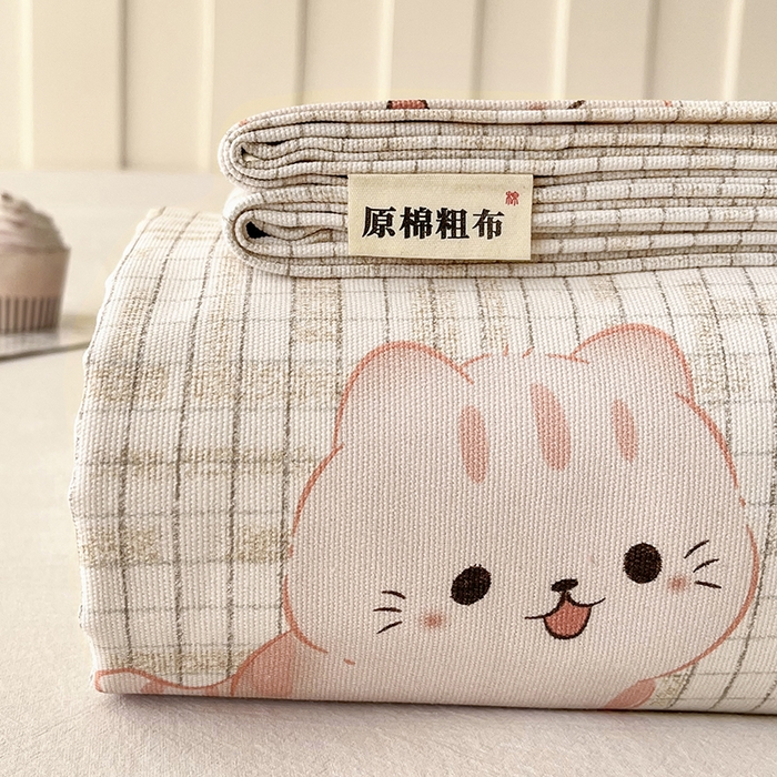 91家纺网 家纺一手货源 找家纺 首爱家纺 2026春夏新款100%全棉纯棉老粗布床单凉席席子 虹猫