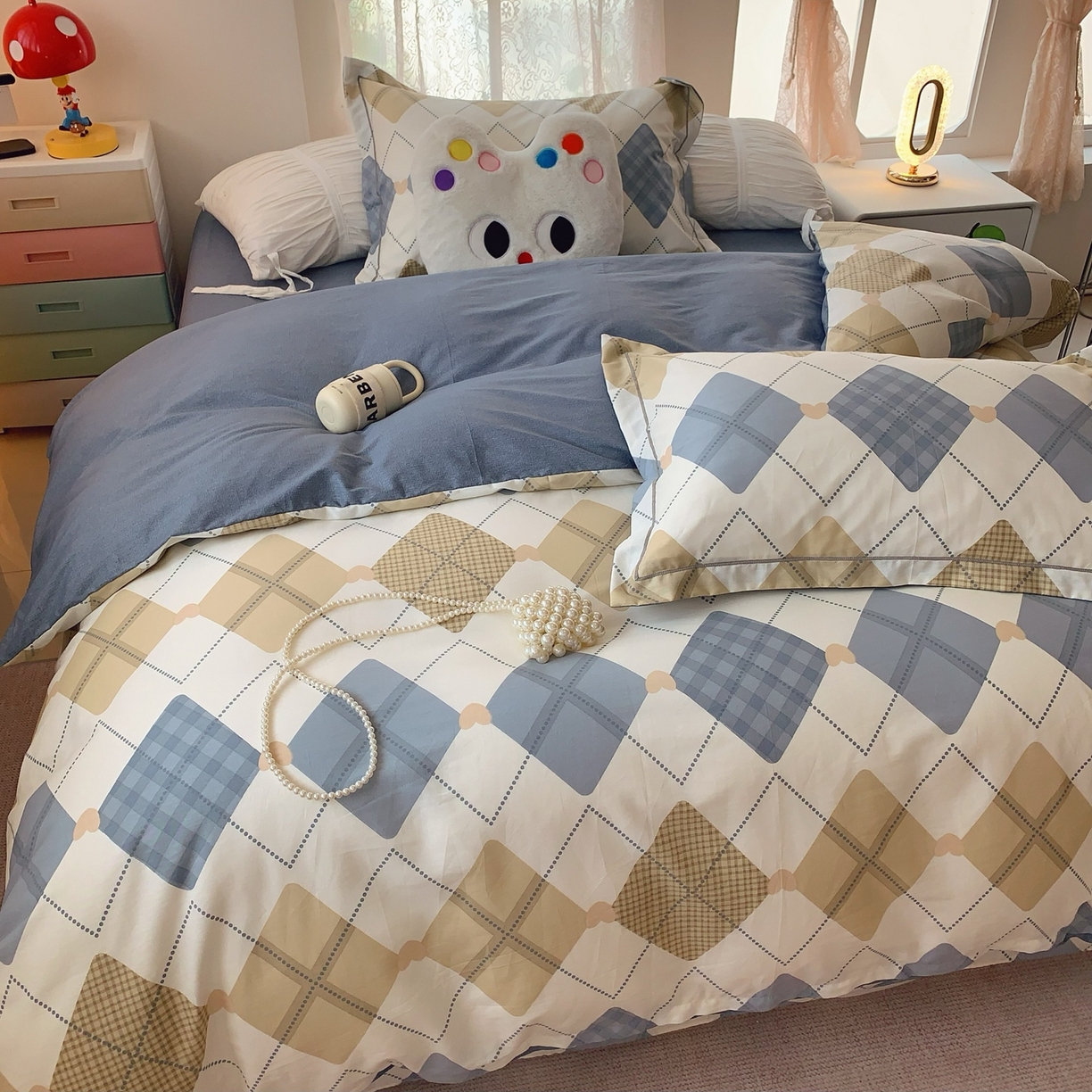 91家纺网 家纺一手货源 找家纺 莱豫家纺 2025新款全棉纯棉小清新印花四件套-第二波 学院风