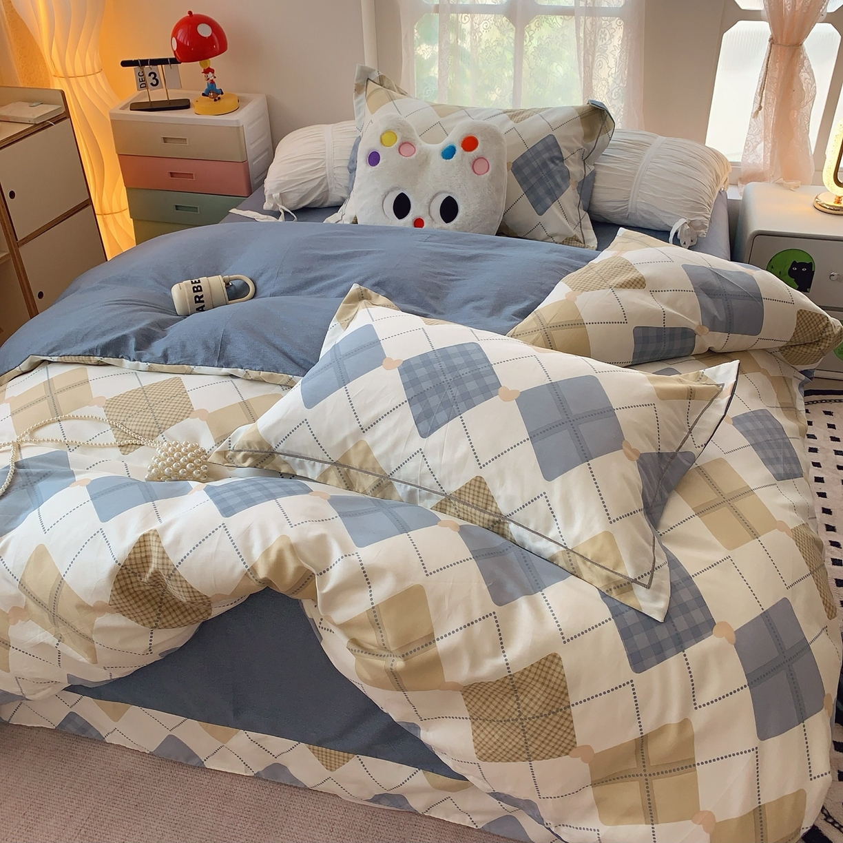 91家纺网 家纺一手货源 找家纺 莱豫家纺 2025新款全棉纯棉小清新印花四件套-第二波 学院风