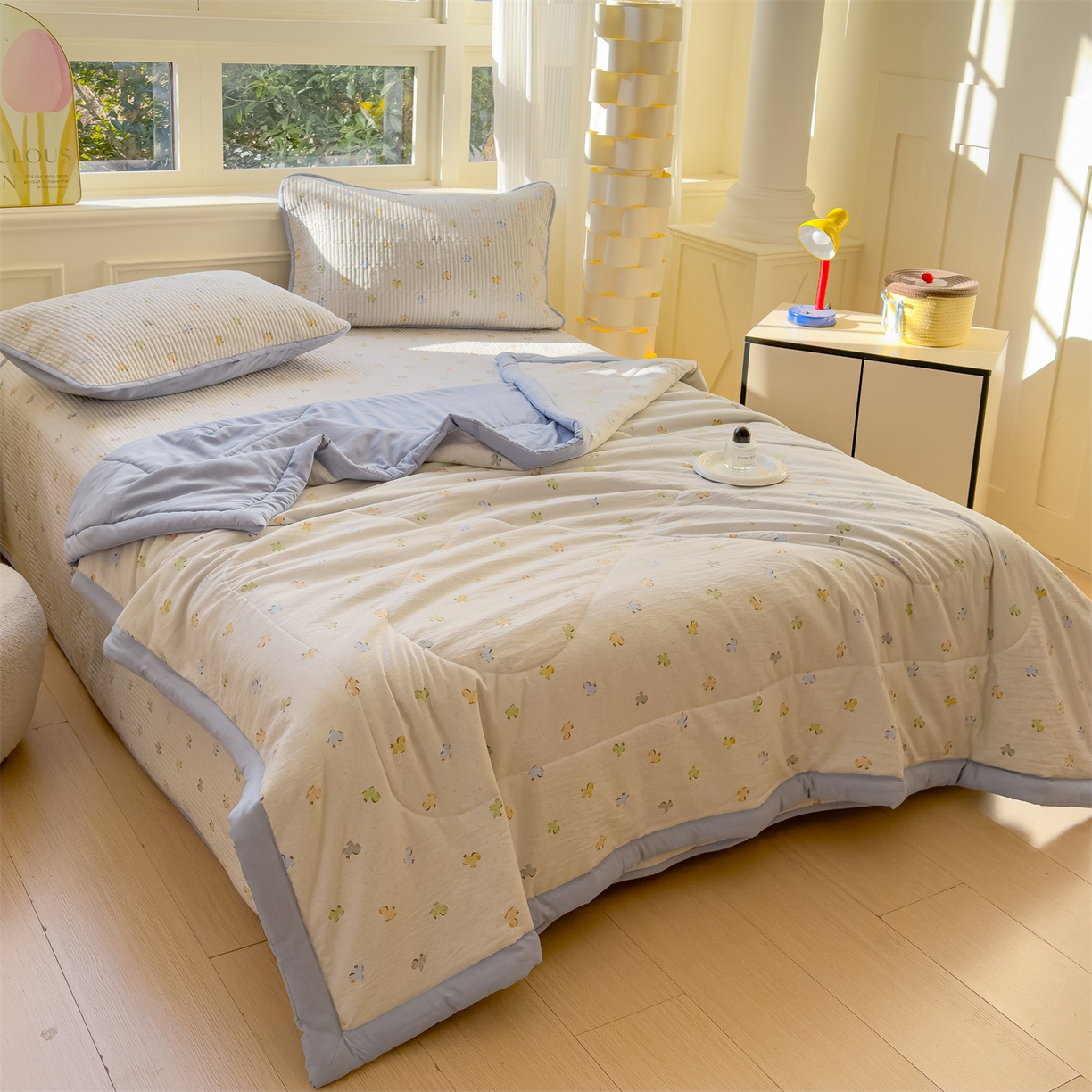 91家纺网 家纺一手货源 找家纺 （总）奥裕家纺 2026春夏新款双层纱床盖三件套