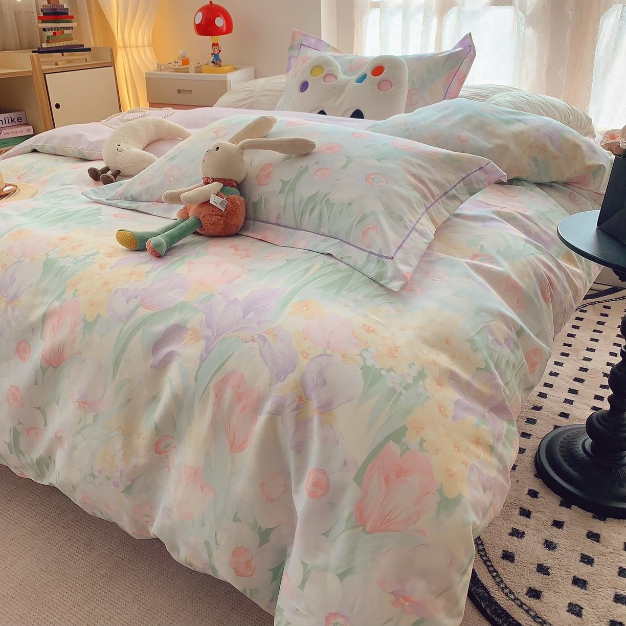 91家纺网 家纺一手货源 找家纺 莱豫家纺 2025新款全棉纯棉小清新印花四件套-第二波 星河恋