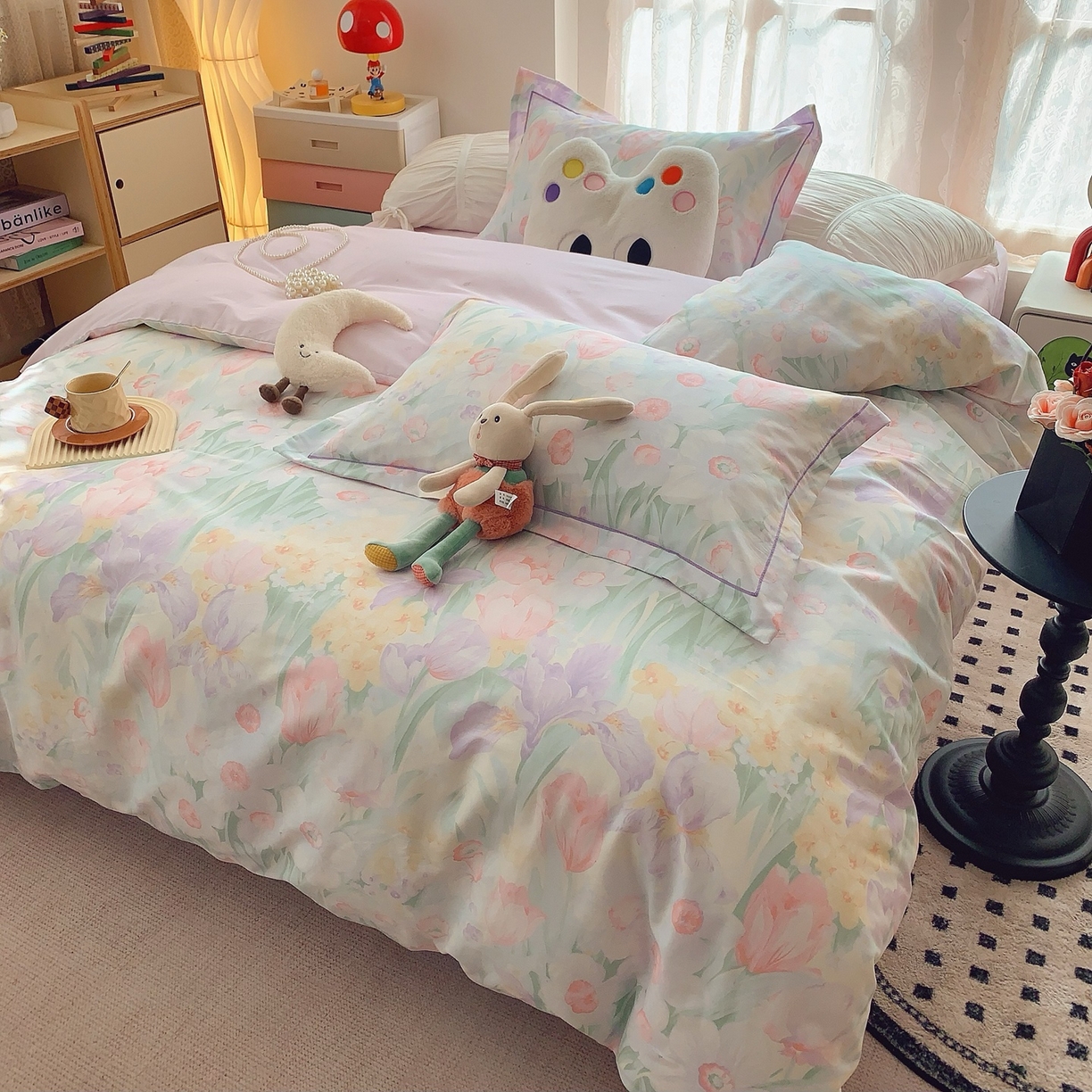 91家纺网 家纺一手货源 找家纺 莱豫家纺 2025新款全棉纯棉小清新印花四件套-第二波 星河恋