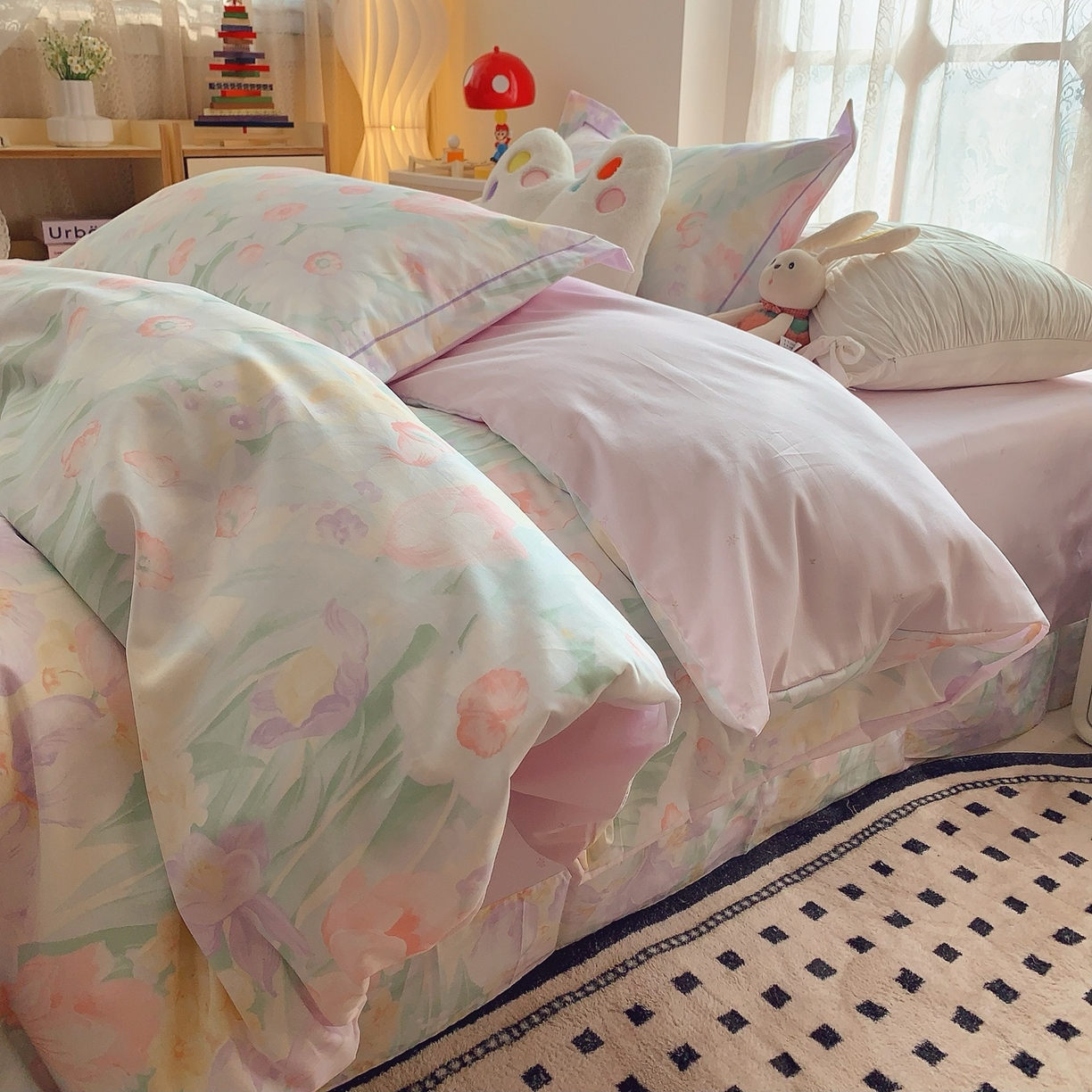 91家纺网 家纺一手货源 找家纺 莱豫家纺 2025新款全棉纯棉小清新印花四件套-第二波 星河恋