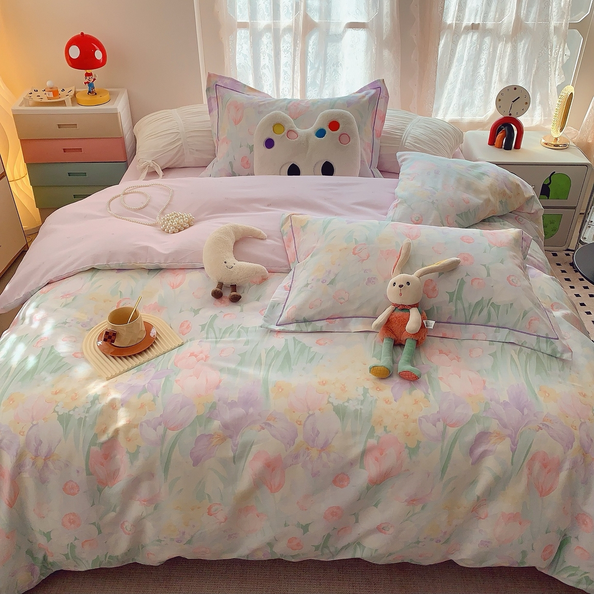 91家纺网 家纺一手货源 找家纺 莱豫家纺 2025新款全棉纯棉小清新印花四件套-第二波 星河恋