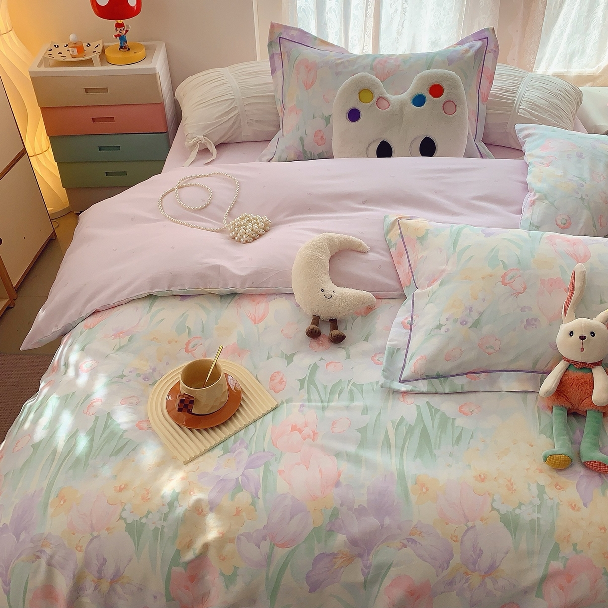 91家纺网 家纺一手货源 找家纺 莱豫家纺 2025新款全棉纯棉小清新印花四件套-第二波 星河恋