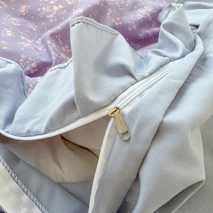 91家纺网 家纺一手货源 找家纺 铠畅 2026春夏新款 锦朵系列韩版水洗棉小清新古棉床盖四件套 锦朵 紫莓小兔