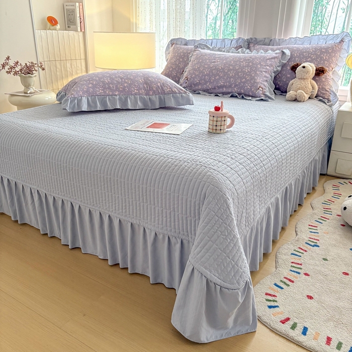 91家纺网 家纺一手货源 找家纺 铠畅 2026春夏新款 锦朵系列韩版水洗棉小清新古棉床盖四件套 锦朵 紫莓小兔