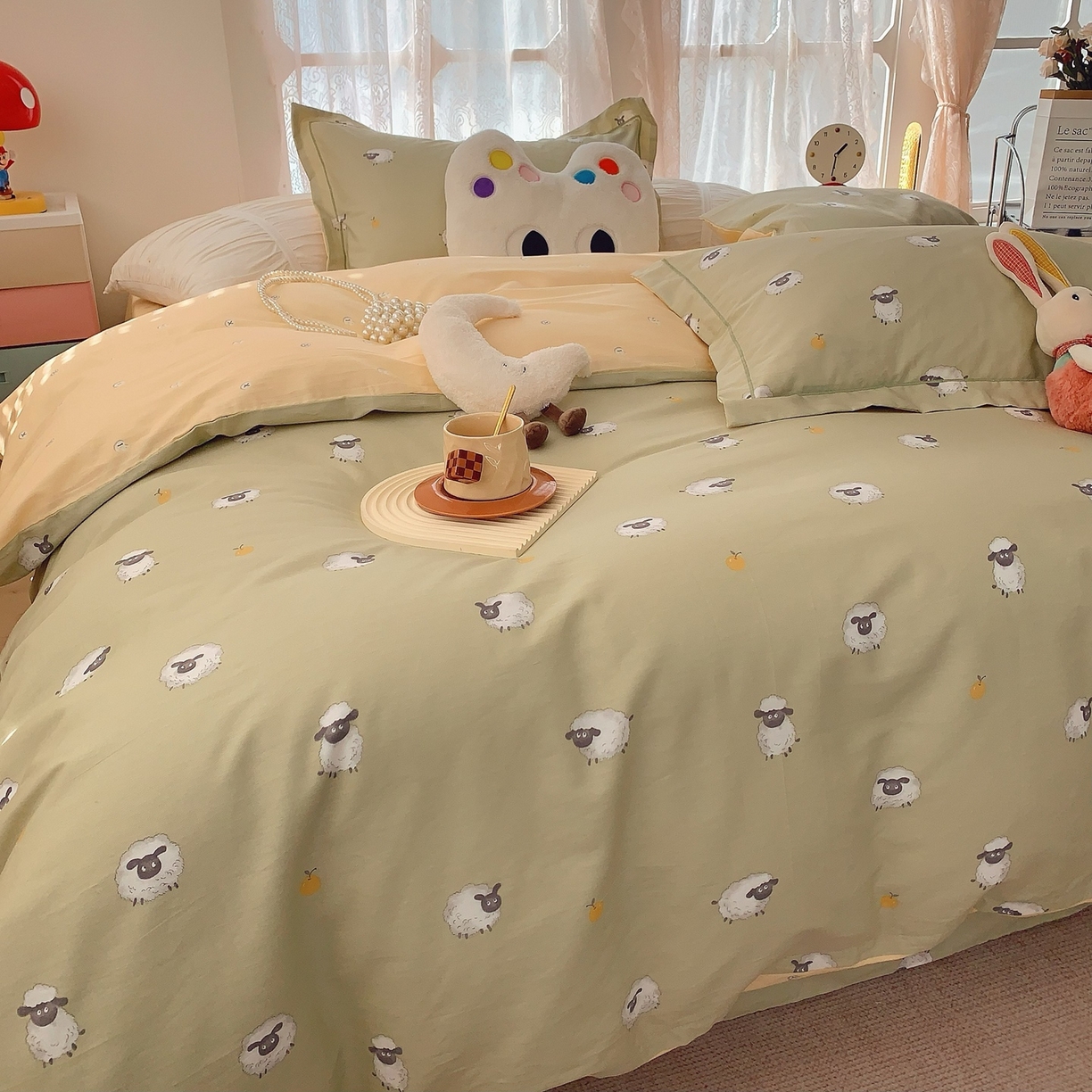 91家纺网 家纺一手货源 找家纺 莱豫家纺 2025新款全棉纯棉小清新印花四件套-第二波 小羊肖恩