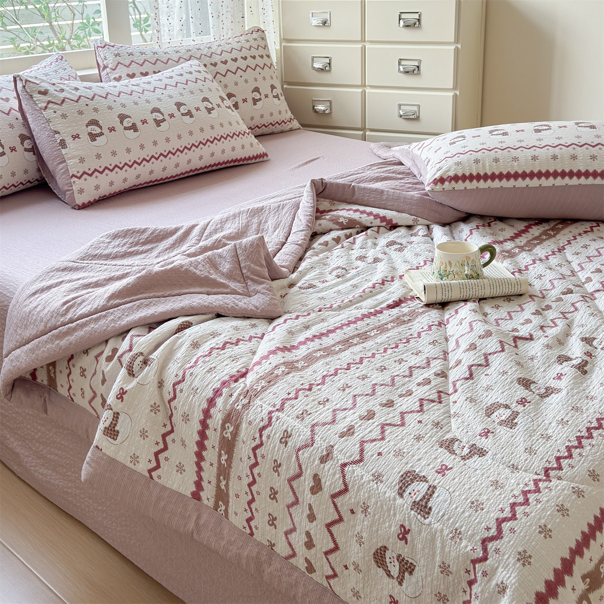 91家纺网 家纺一手货源 找家纺 奥裕家纺 2026春夏新款皱皱纱夏被夏凉被空调被四件套 冰雪世界