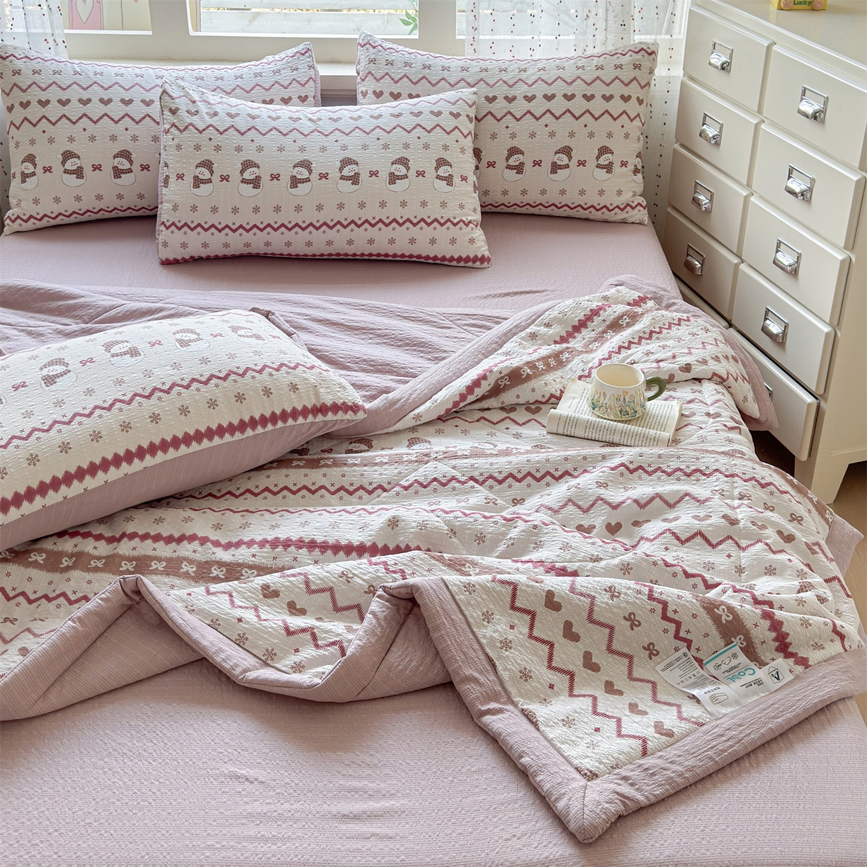 91家纺网 家纺一手货源 找家纺 奥裕家纺 2026春夏新款皱皱纱夏被夏凉被空调被四件套 冰雪世界