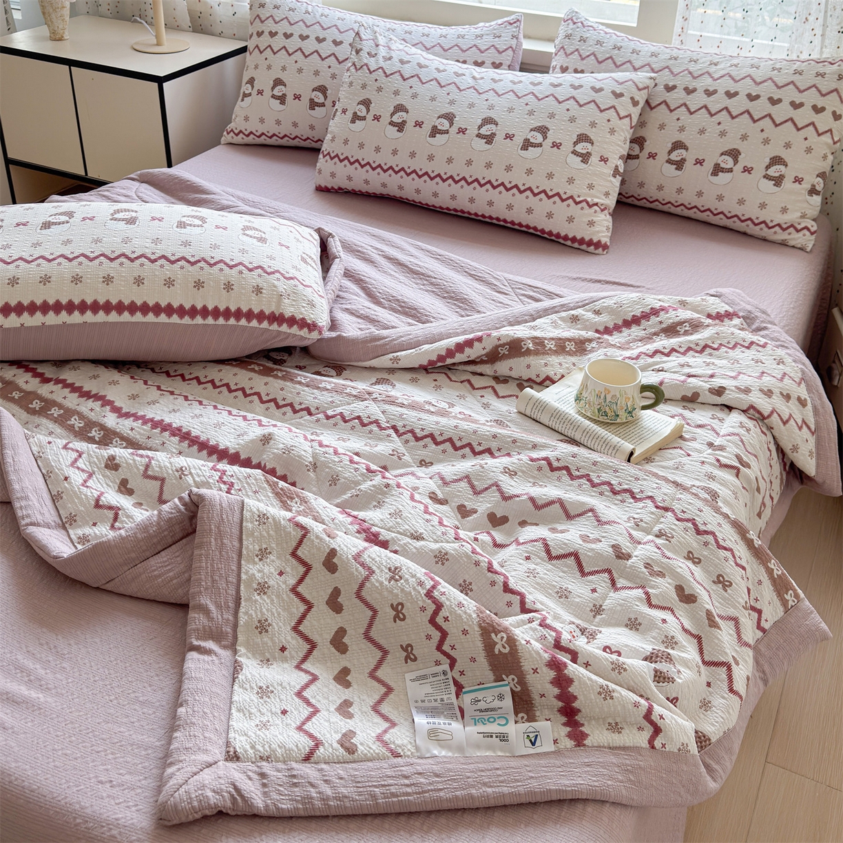 91家纺网 家纺一手货源 找家纺 奥裕家纺 2026春夏新款皱皱纱夏被夏凉被空调被四件套 冰雪世界