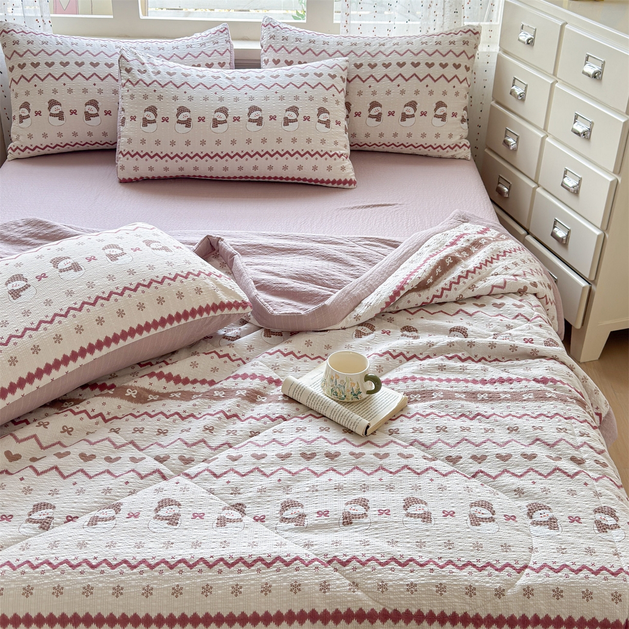 91家纺网 家纺一手货源 找家纺 奥裕家纺 2026春夏新款皱皱纱夏被夏凉被空调被四件套 冰雪世界