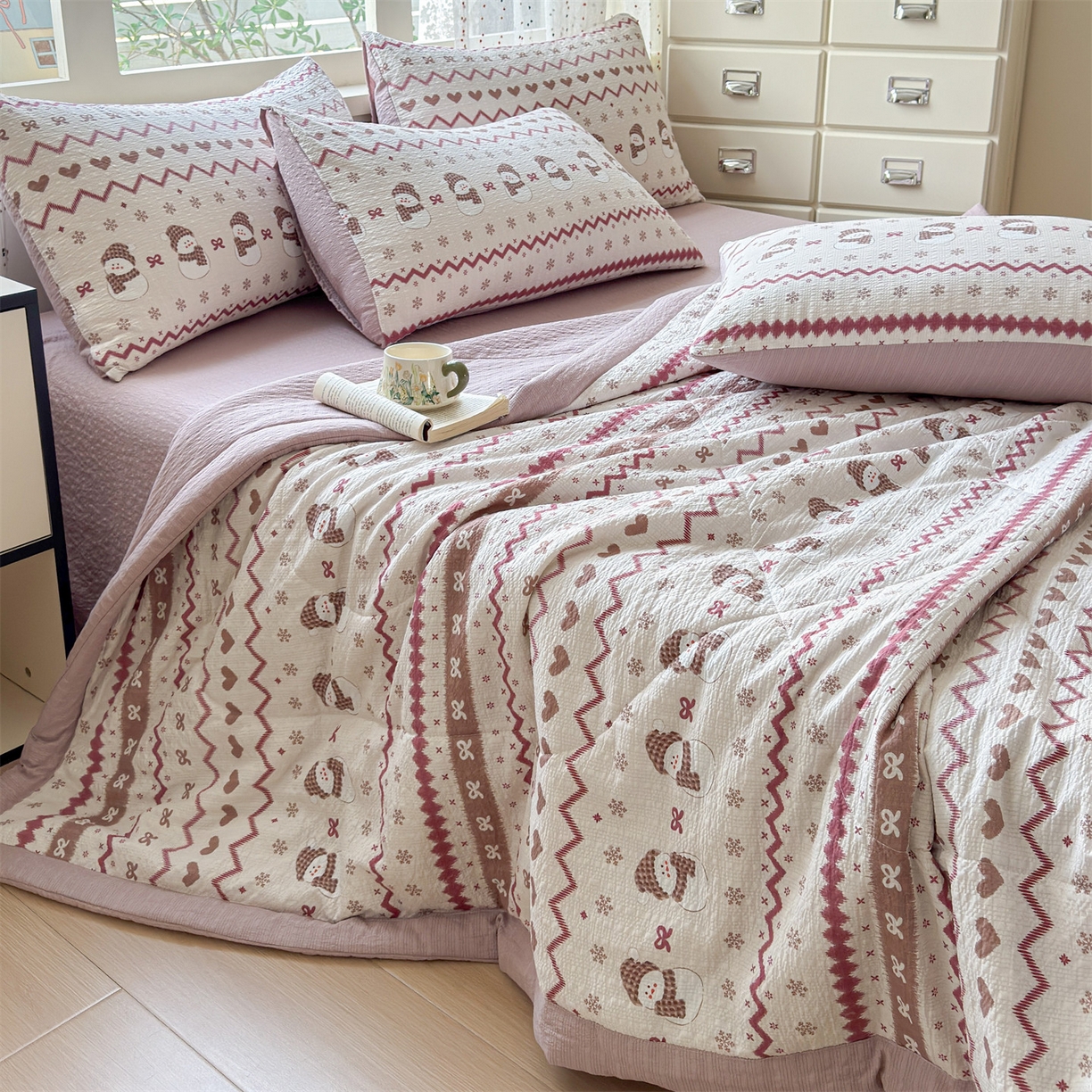 91家纺网 家纺一手货源 找家纺 奥裕家纺 2026春夏新款皱皱纱夏被夏凉被空调被四件套 冰雪世界