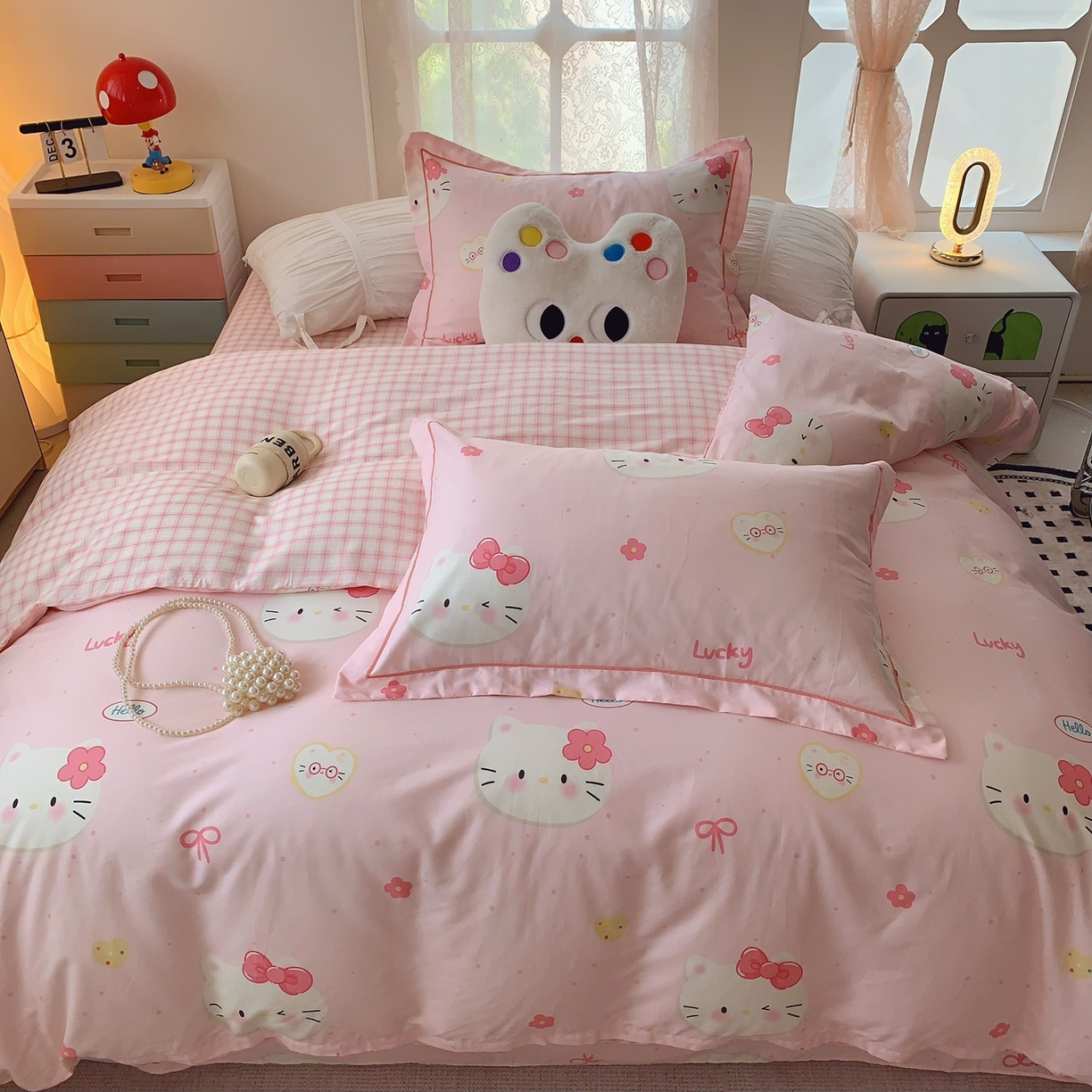 91家纺网 家纺一手货源 找家纺 莱豫家纺 2025新款全棉纯棉小清新印花四件套-第二波 小猫咪