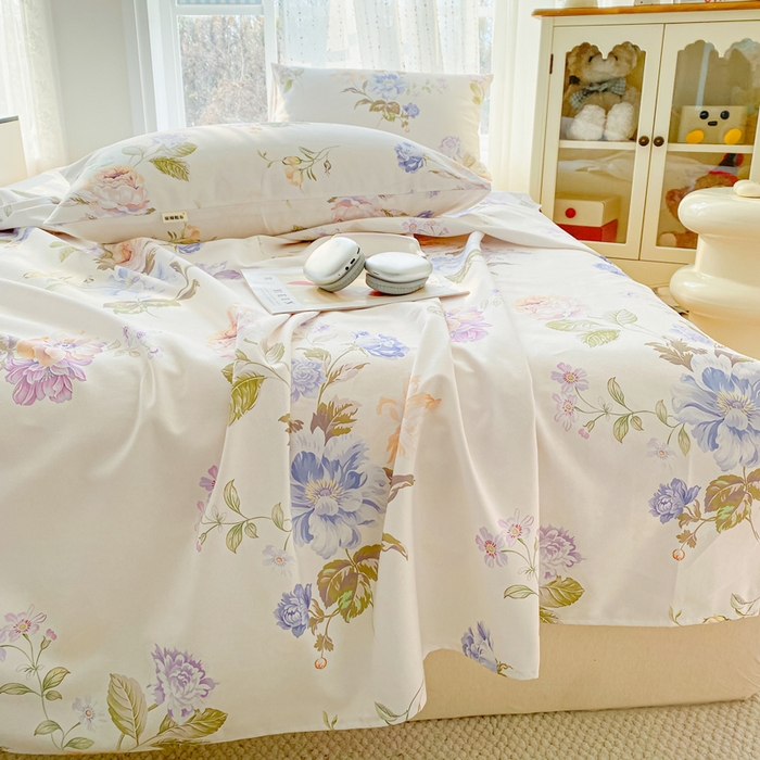 91家纺网 家纺一手货源 找家纺 首爱家纺 2026春夏新款100%全棉纯棉老粗布床单凉席席子 花梦乐园