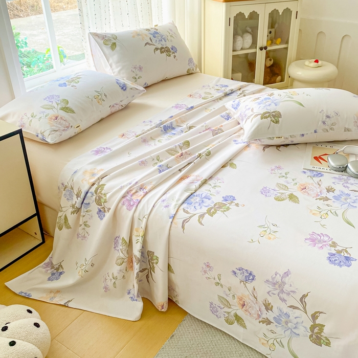 91家纺网 家纺一手货源 找家纺 首爱家纺 2026春夏新款100%全棉纯棉老粗布床单凉席席子 花梦乐园