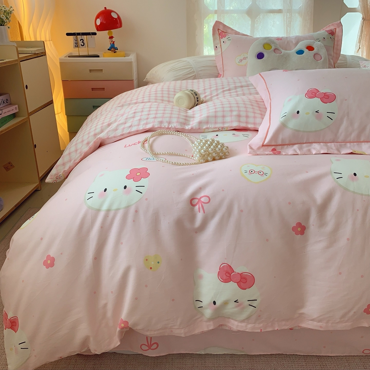 91家纺网 家纺一手货源 找家纺 莱豫家纺 2025新款全棉纯棉小清新印花四件套-第二波 小猫咪