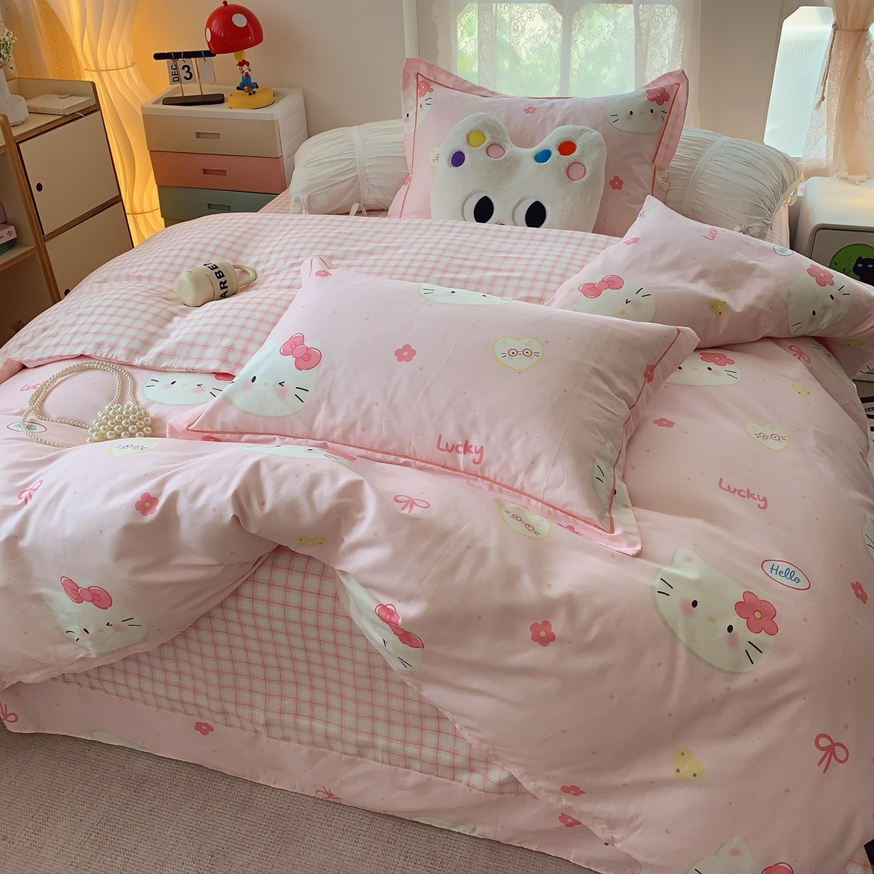 91家纺网 家纺一手货源 找家纺 莱豫家纺 2025新款全棉纯棉小清新印花四件套-第二波 小猫咪