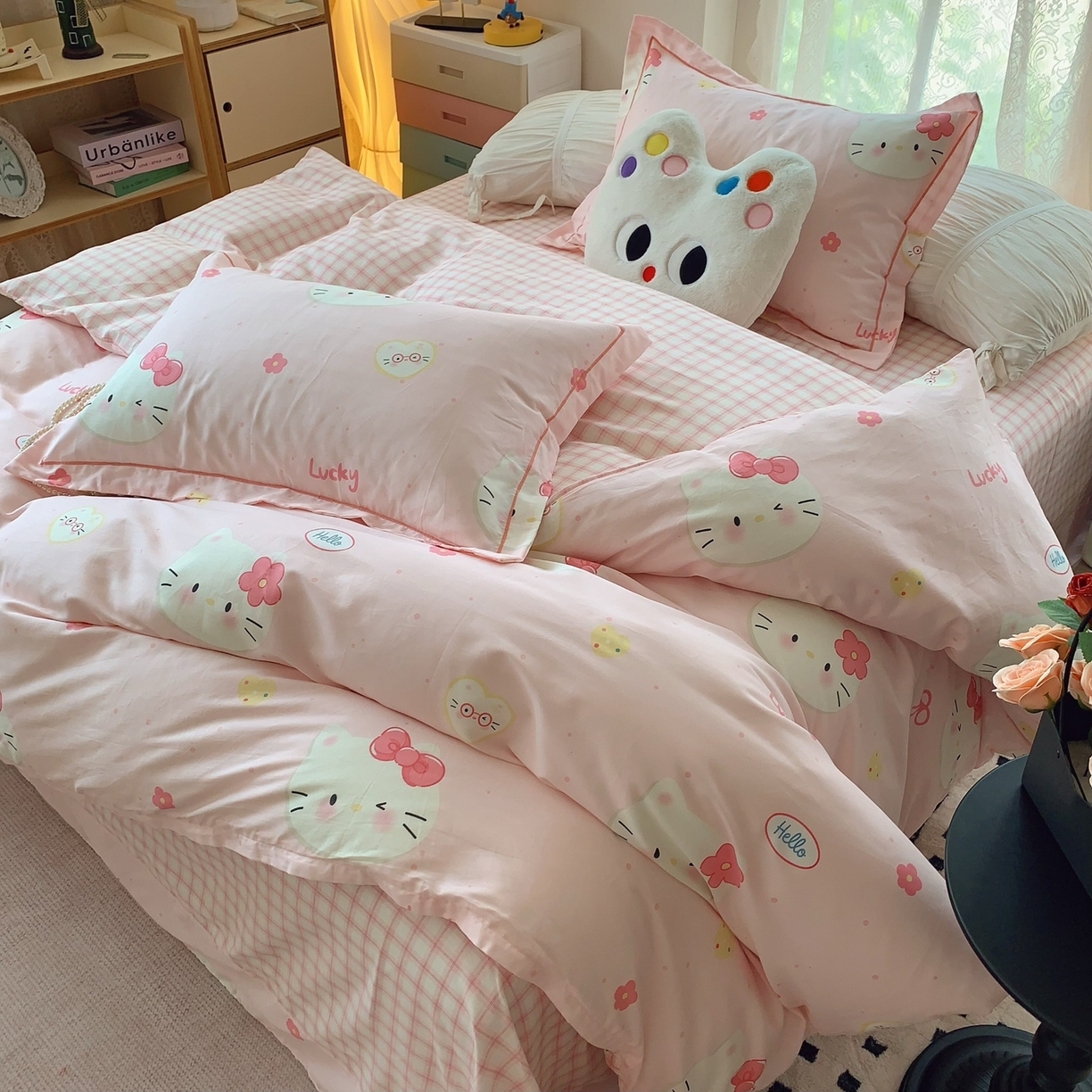 91家纺网 家纺一手货源 找家纺 莱豫家纺 2025新款全棉纯棉小清新印花四件套-第二波 小猫咪