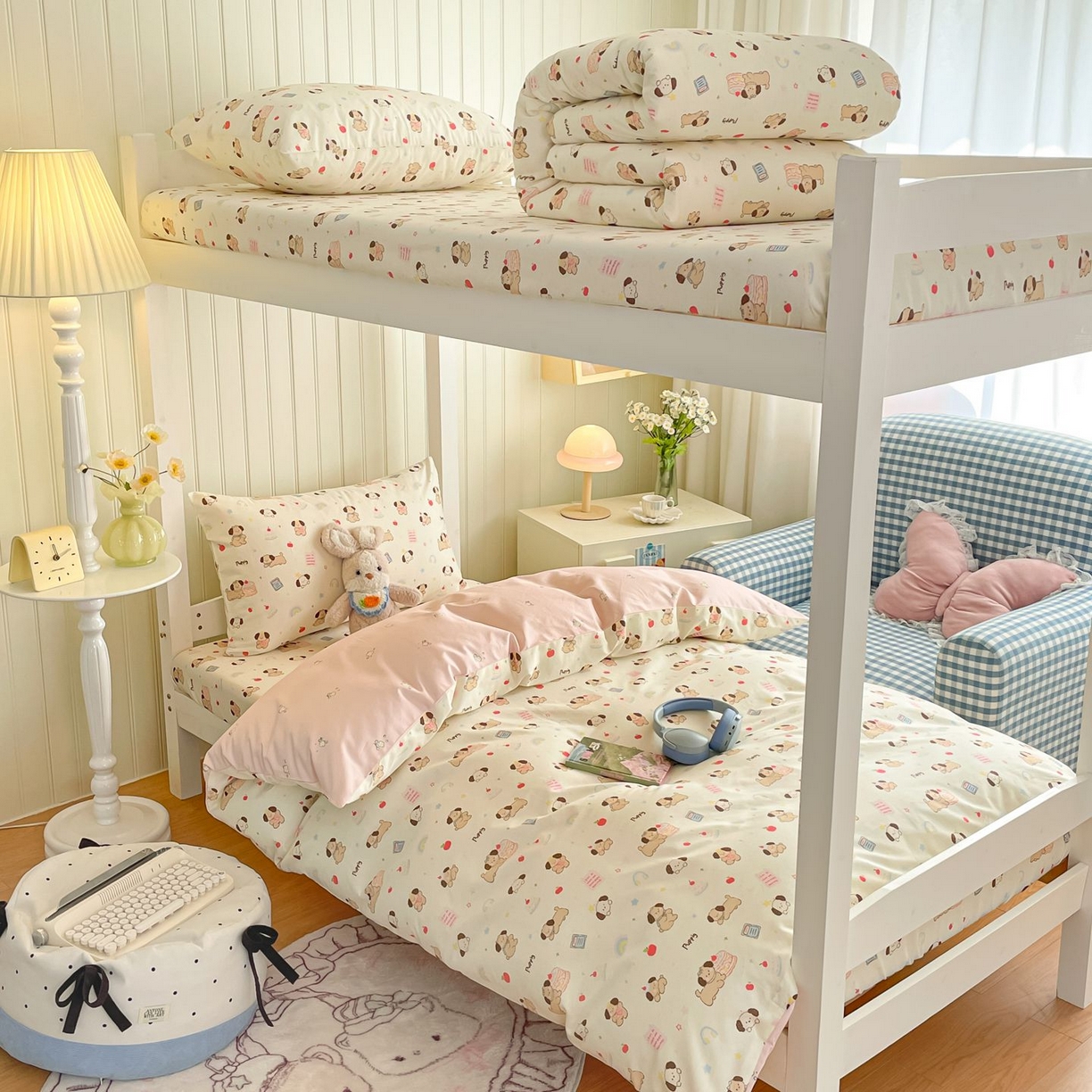 91家纺网 家纺一手货源 找家纺 女子家纺 2026新款春夏13070印花床笠单品床笠床笠单件 奶酪小狗