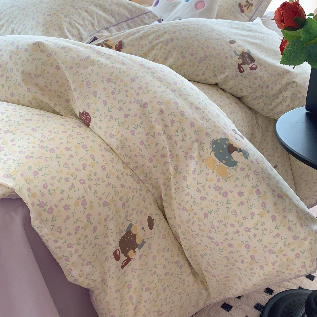 莱豫家纺 2025新款全棉纯棉小清新印花四件套-第二波 小花熊