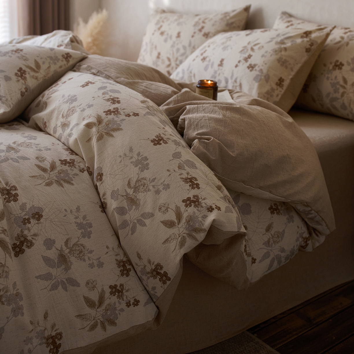 （总）千朵森 2026新款复古全棉棉麻碎花四件套