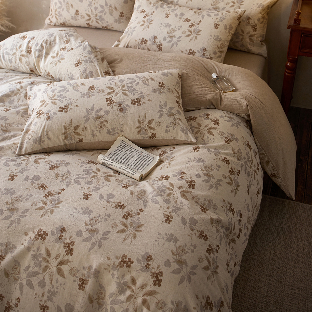 91家纺网 家纺一手货源 找家纺 （总）千朵森 2026新款复古全棉棉麻碎花四件套