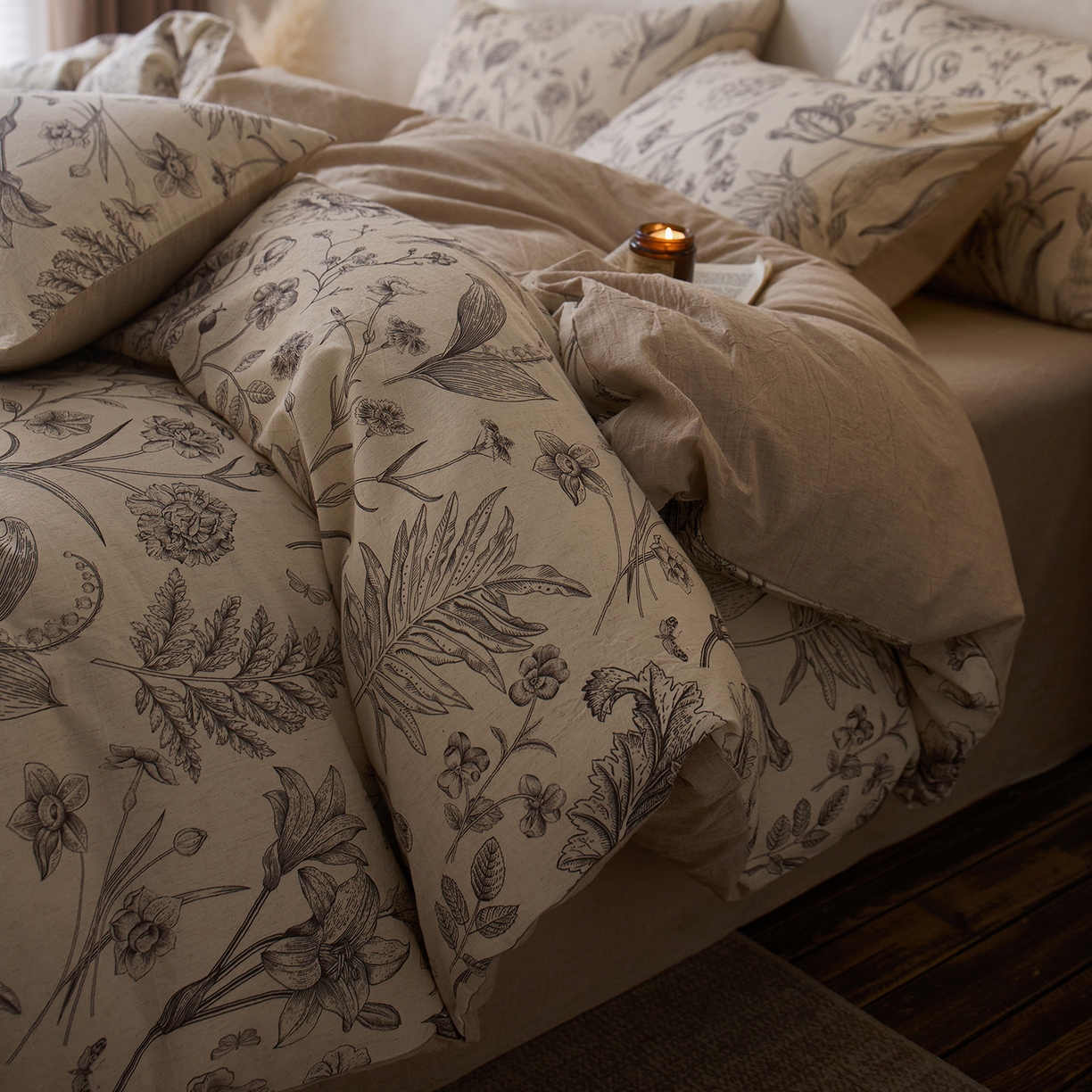 91家纺网 家纺一手货源 找家纺 （总）千朵森 2026新款复古全棉棉麻碎花四件套