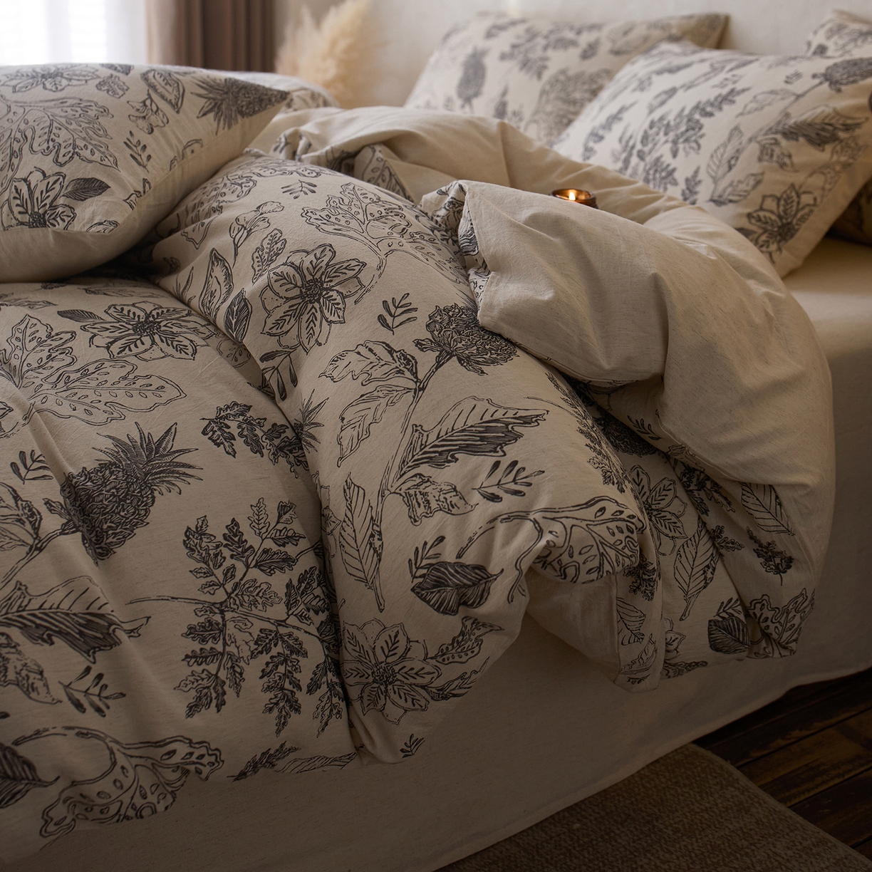 千朵森 2026新款复古全棉棉麻碎花四件套 栖云果梦