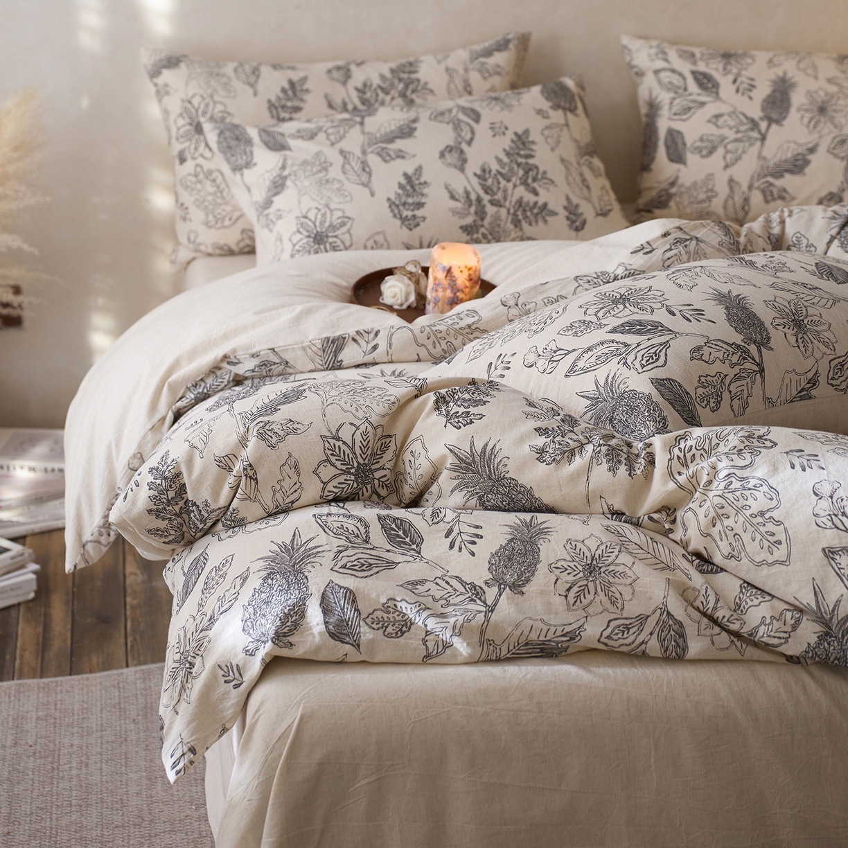 91家纺网 家纺一手货源 找家纺 千朵森 2026新款复古全棉棉麻碎花四件套 栖云果梦