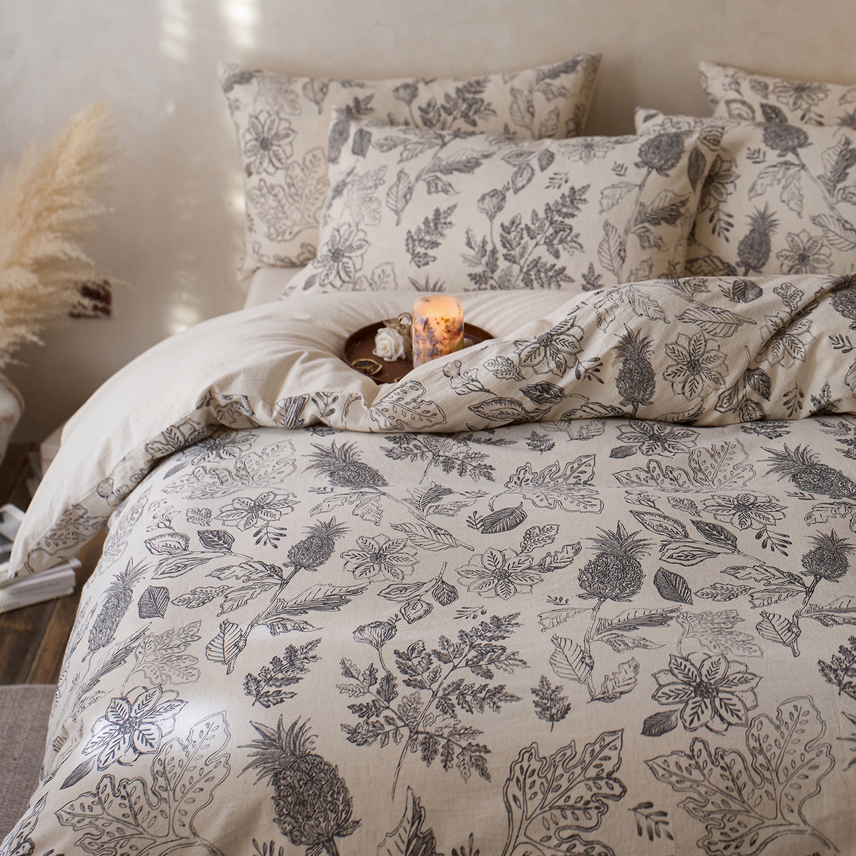 91家纺网 家纺一手货源 找家纺 千朵森 2026新款复古全棉棉麻碎花四件套 栖云果梦